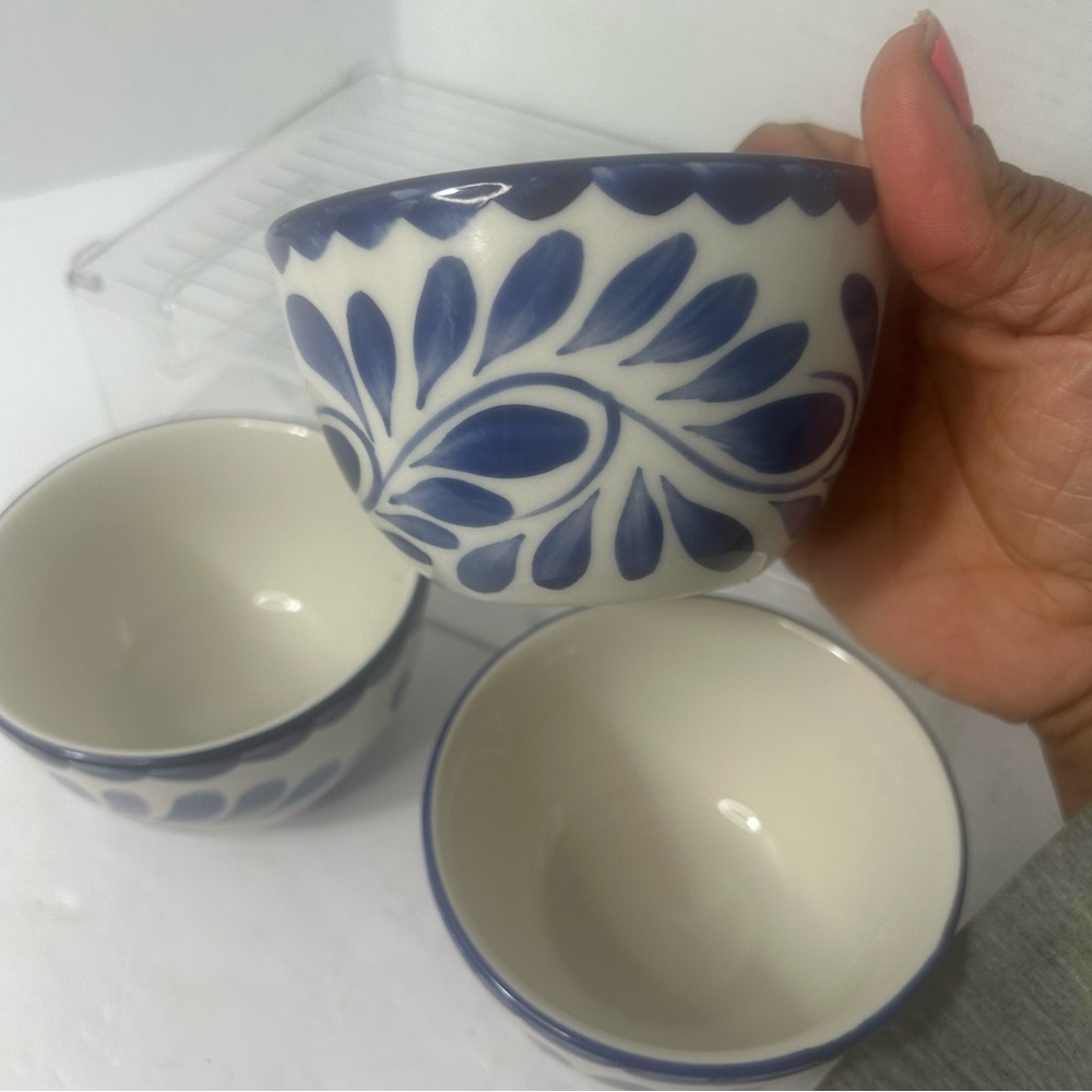 Pottery Barn Anfora Puebla Ceramic Condiment Bowls Set Hokes 8 Oz Made in Mexico - Picture 4 of 6